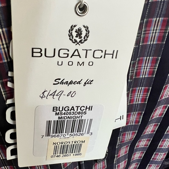Bugatchi shaped fit men’s size L. shirt in midnight  100% cotton   nwt - Picture 4 of 7